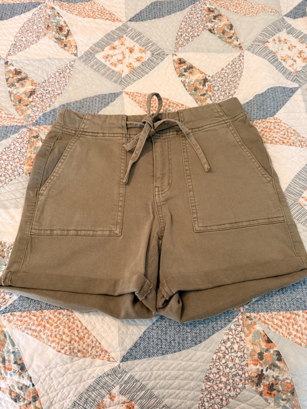 BKE Olive Green Drawstring Utility Shorts
